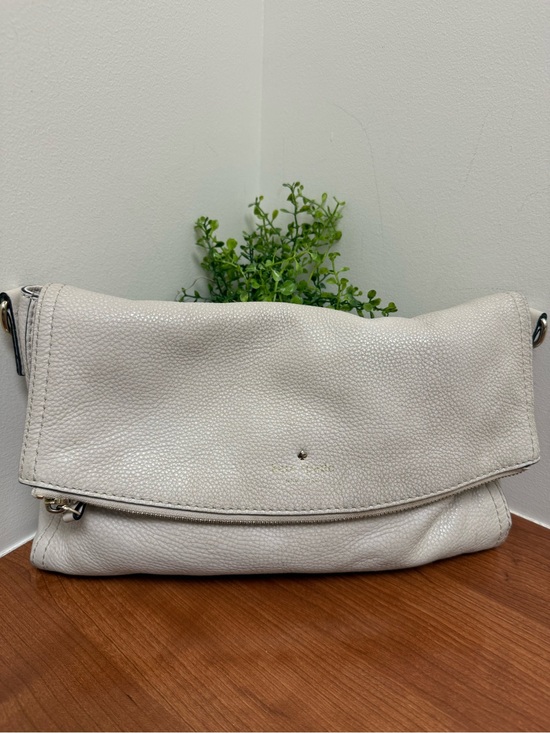 kate spade Handbags - kate spade White Pebbled Leather Fold-Over Clutch Shoulder Bag